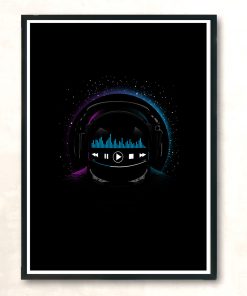 Astronaut Music Headphones Modern Poster Print