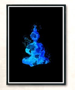 Blue Buddha Silhouette Modern Poster Print