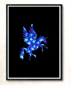 Blue Flowers Pegasus Unicorn Modern Poster Print