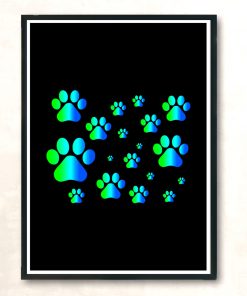 Blue Green Ombre Pawprint Pattern Modern Poster Print