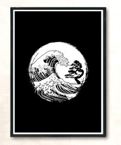 Bonsai Wave White Modern Poster Print