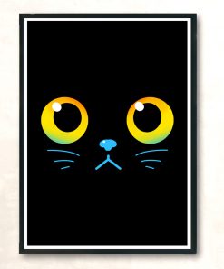 Curious Black Cat Eyes Modern Poster Print