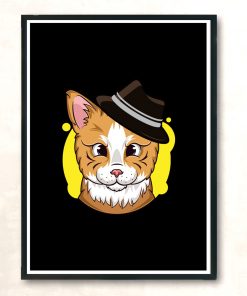 Detective Cat Brown Hat Modern Poster Print