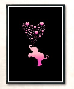 Elephant With Pink Heart Bubbles Modern Poster Print