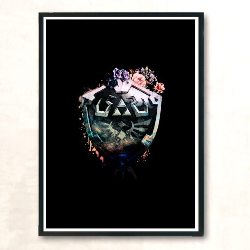 Floral Shield Modern Poster Print