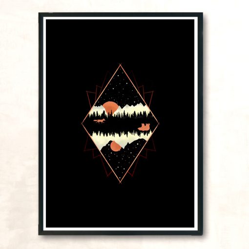 Fox And Bear Modern Poster Print