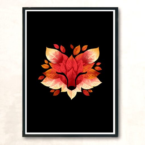 Fox Of Leaves Modern Poster Print