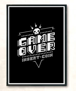 Game Over White Modern Poster Print