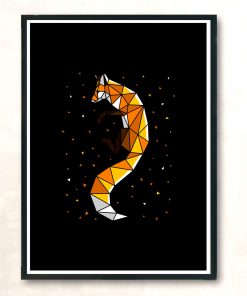 Geometric Fox Jump Modern Poster Print