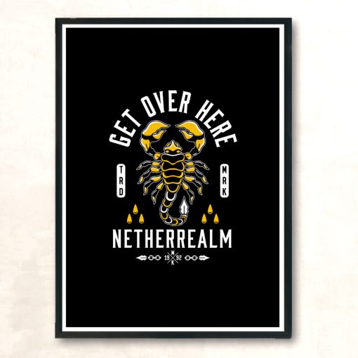 Get Over Here Scorpion Tattoo Vintage Distressed Fighting Game Modern Poster Print