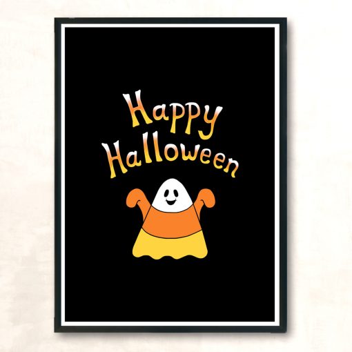 Happy Halloween Candy Corn Ghost Modern Poster Print