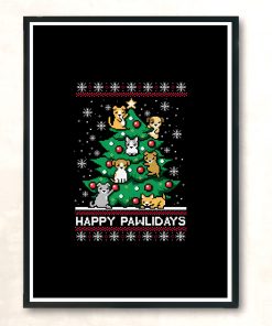 Happy Pawlidays Ugly Christmas Sweater Modern Poster Print