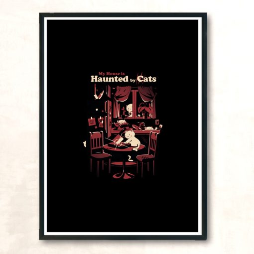 Haunted By Cats Modern Poster Print