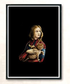 Heroine With A Cat Modern Poster Print