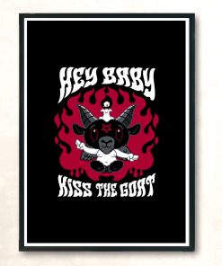 Kiss The Goat Baphomet Creepy Cute Goth Ghost Modern Poster Print