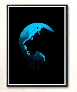 Lion Blue Circle Modern Poster Print