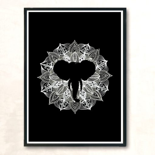 Mandala Circle African Elephant Modern Poster Print