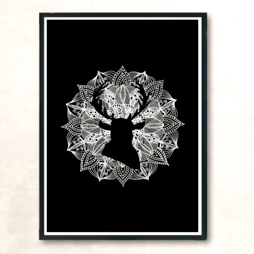 Mandala Circle Deer Modern Poster Print