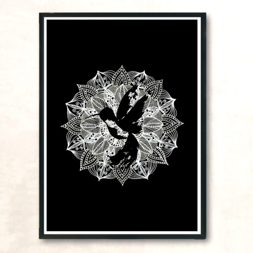 Mandala Circle Hummingbird Modern Poster Print