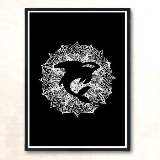 Mandala Circle Killer Whale Modern Poster Print