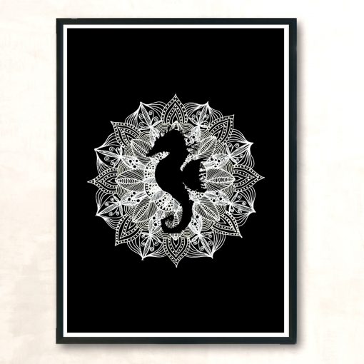 Mandala Circle Little Seahorse Modern Poster Print