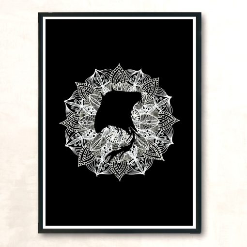 Mandala Circle Manta Ray Modern Poster Print