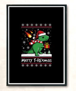 Merry T Rex Mas Ugly Christmas Sweater Modern Poster Print