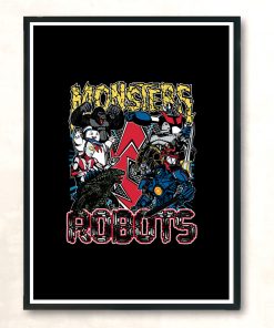 Monsters Vs Robots Modern Poster Print