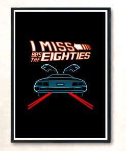 Neon Delorean Modern Poster Print