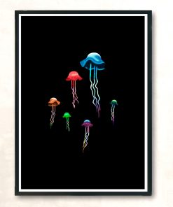 Neon Jellyfish Modern Poster Print