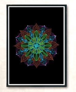 Neon Mandala Modern Poster Print