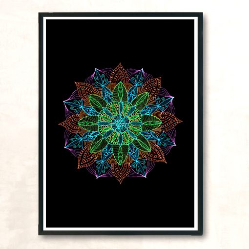 Neon Mandala Modern Poster Print