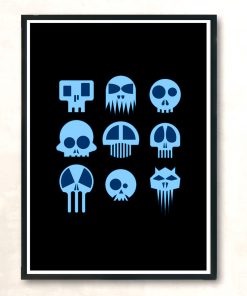 Nine Blue Skulls Modern Poster Print