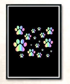 Pastel Rainbow Pawprint Pattern Modern Poster Print