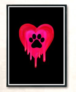 Pawprint Melting In Heart Modern Poster Print