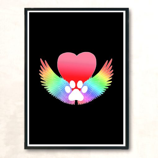 Rainbow Bridge Guardian Angel Pawprint Modern Poster Print