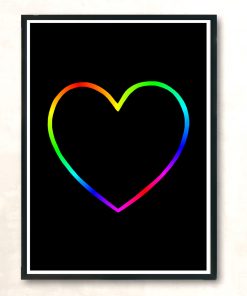 Rainbow Heart Outline Modern Poster Print