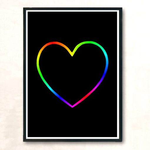 Rainbow Heart Outline Modern Poster Print