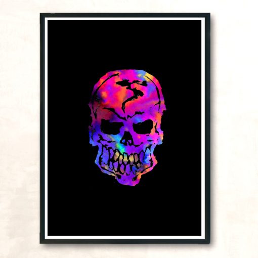 Rainbow Human Skull Modern Poster Print