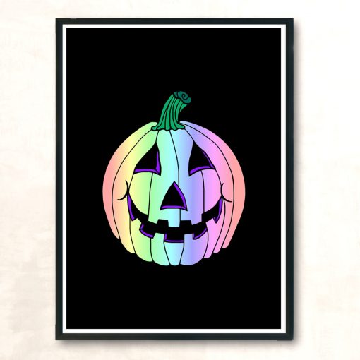 Rainbow Pastel Jack O Lantern Modern Poster Print