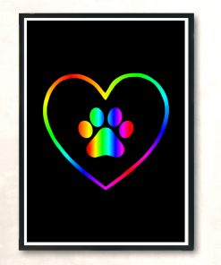 Rainbow Paw Heart Modern Poster Print