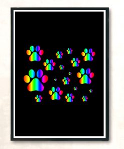 Rainbow Pawprint Pattern Modern Poster Print