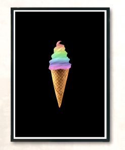 Rainbow Swirl Ice Cream Cone Modern Poster Print