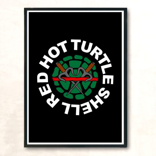 Red Hot Turtle Shell Modern Poster Print