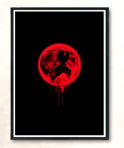 Samurai Moon Modern Poster Print