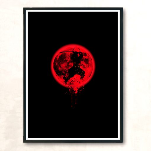 Samurai Moon Modern Poster Print