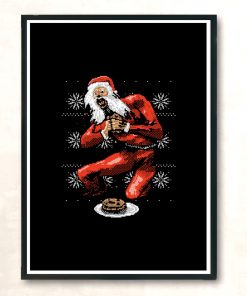 Santa Devouring His Cookies Modern Poster Print