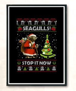 Santa Yoda Seagulls Stop It Now Gift Vintage Wall Poster