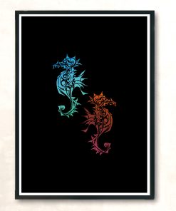 Seahorse Tattoo Duo Modern Poster Print