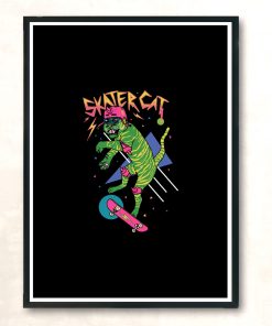 Skater Cat Modern Poster Print